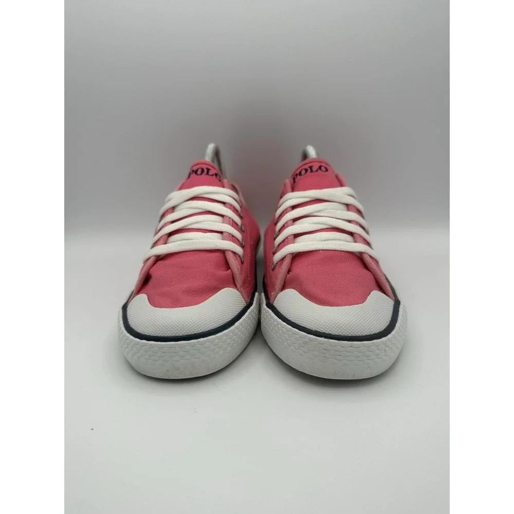 Polo Ralph Lauren Pink Canvas Low Top Sneakers Size 7 Logo Accent